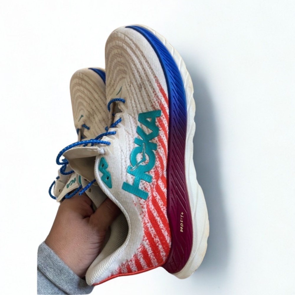 Hoka White and Blue Running Shoes